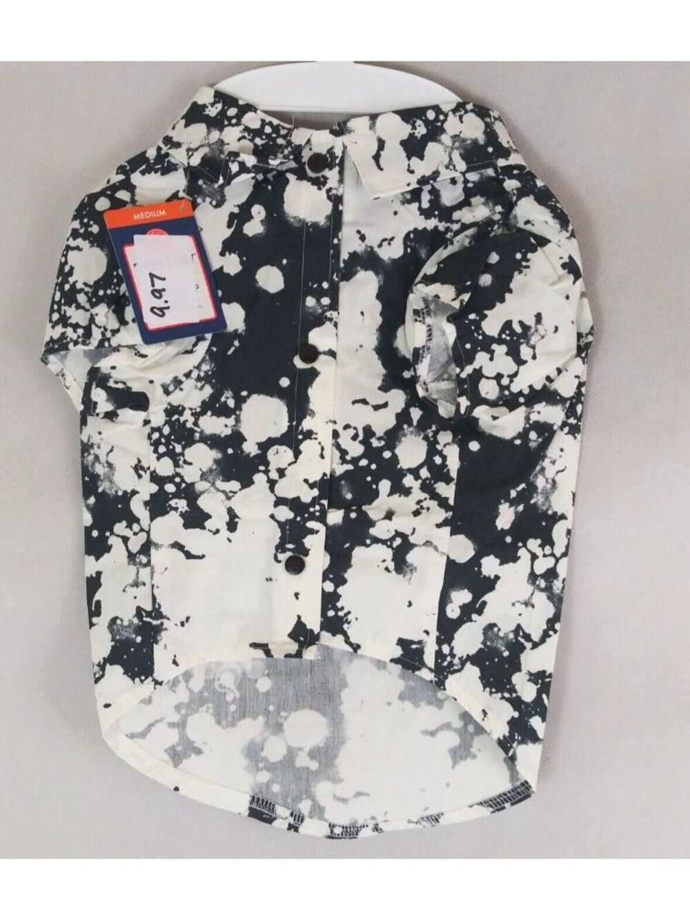NWT Top Paw Black Bleach Button Up Collared Dress Shirt for Dogs Size Medium